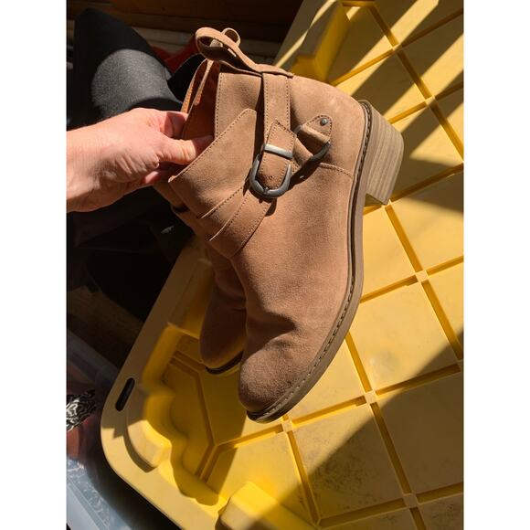 H&M WOMEN'S suede-like Brown Bootie with buckle size 39 - Picture 4 of 9